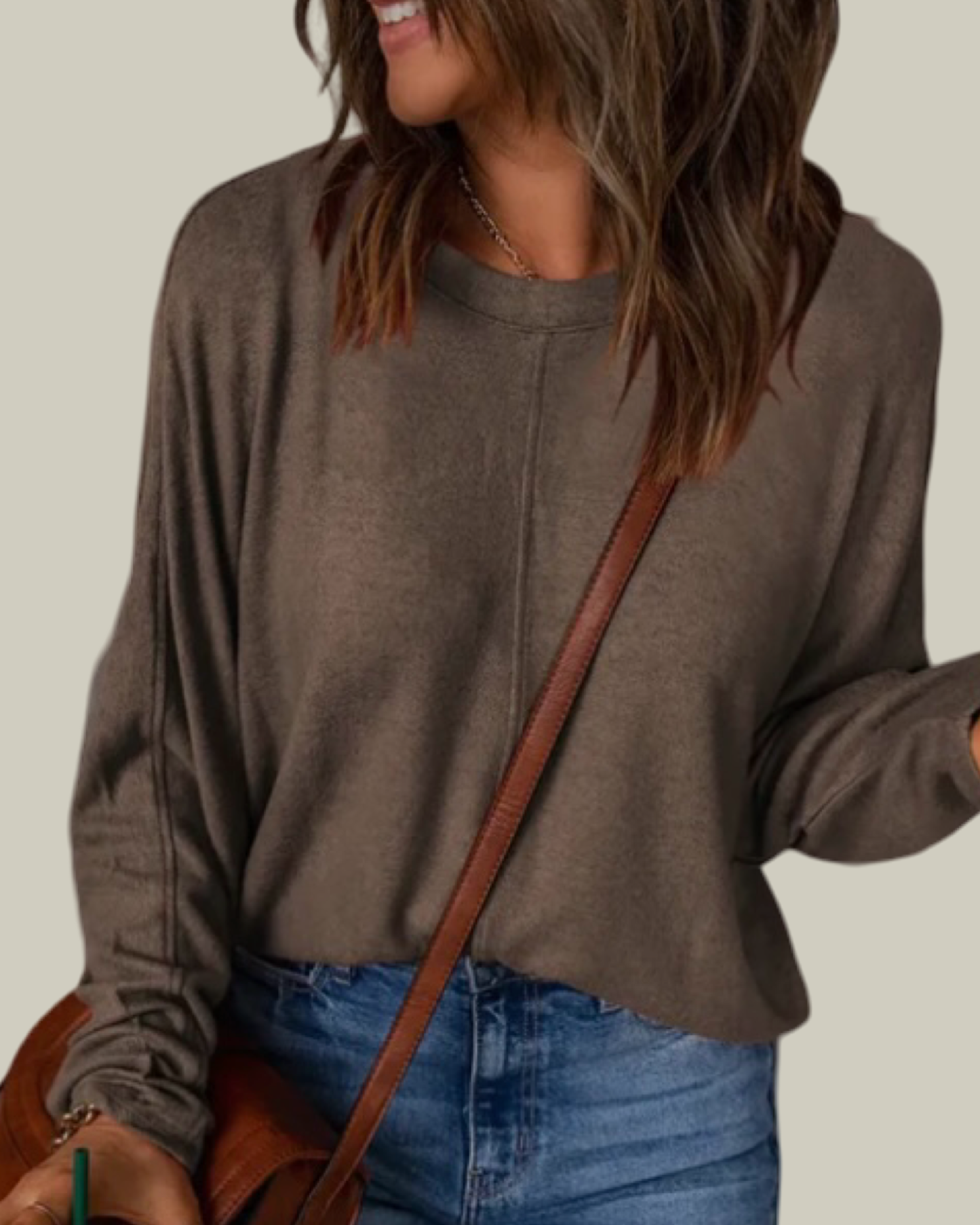 Brown Fiery Patchwork Long Sleeve Top