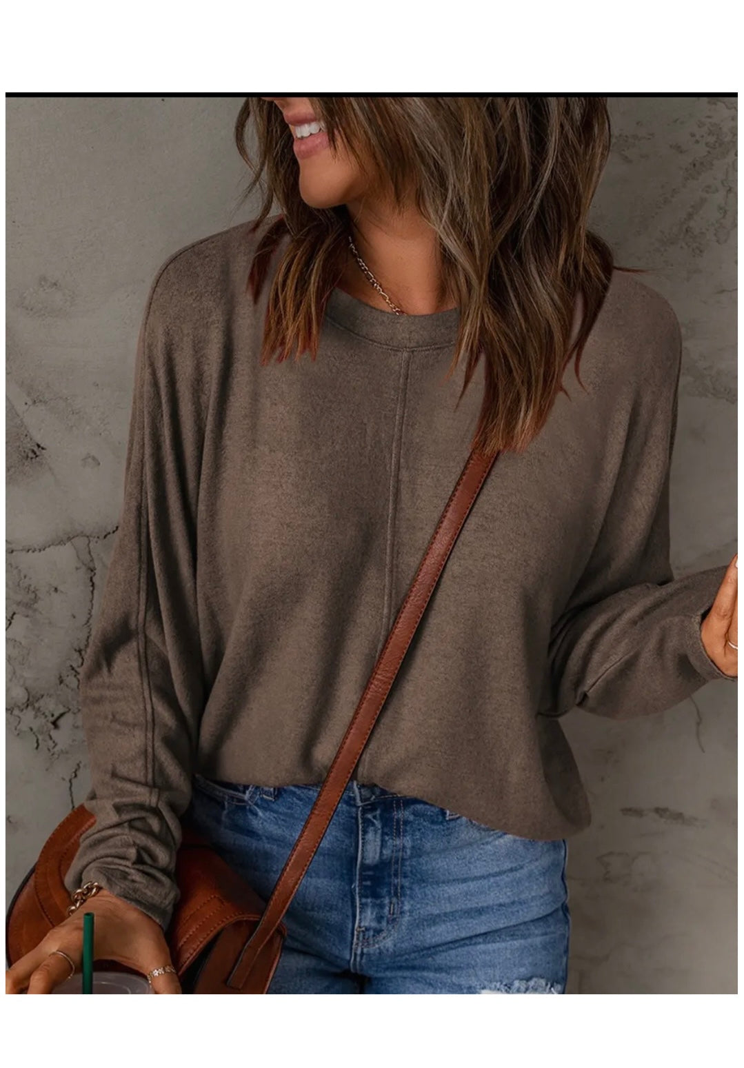 Brown Fiery Patchwork Long Sleeve Top