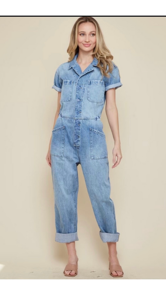 Light Wash Denim Jumpsuit