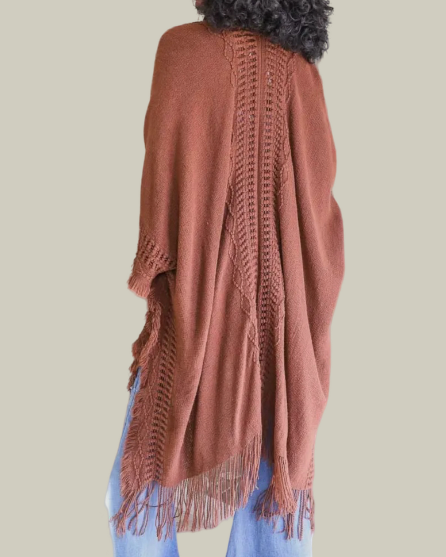 Frayed Border Bohemian Ruana